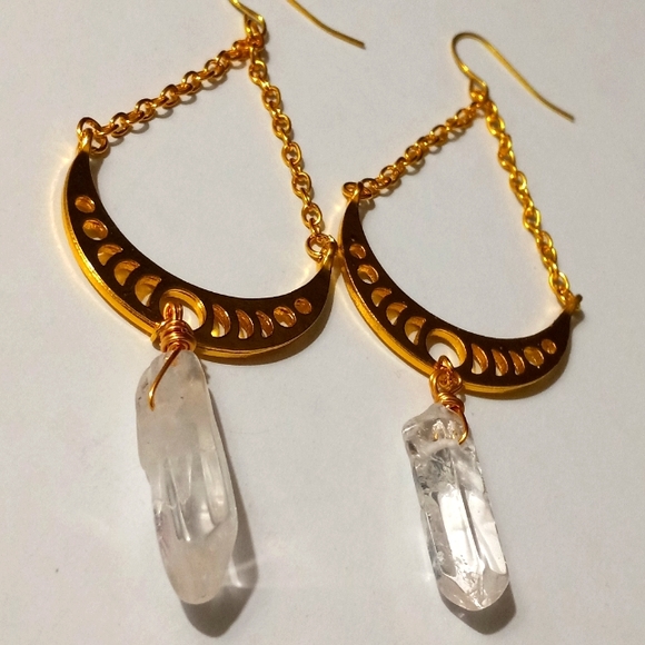 boutique Jewelry - Phase of the moon crystal drop earrings